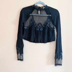 Cropped Free People Lace Long Sleeve Top